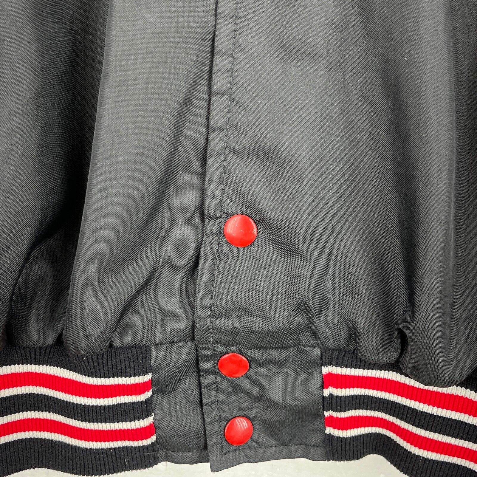 Vintage Varsity Elk River Black Bomber Snapped Jacket Size L