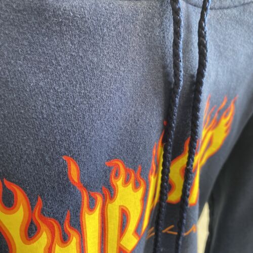 Thrasher Hoodie Magazine Pullover With Logo Blue Skateboard Size S 90s