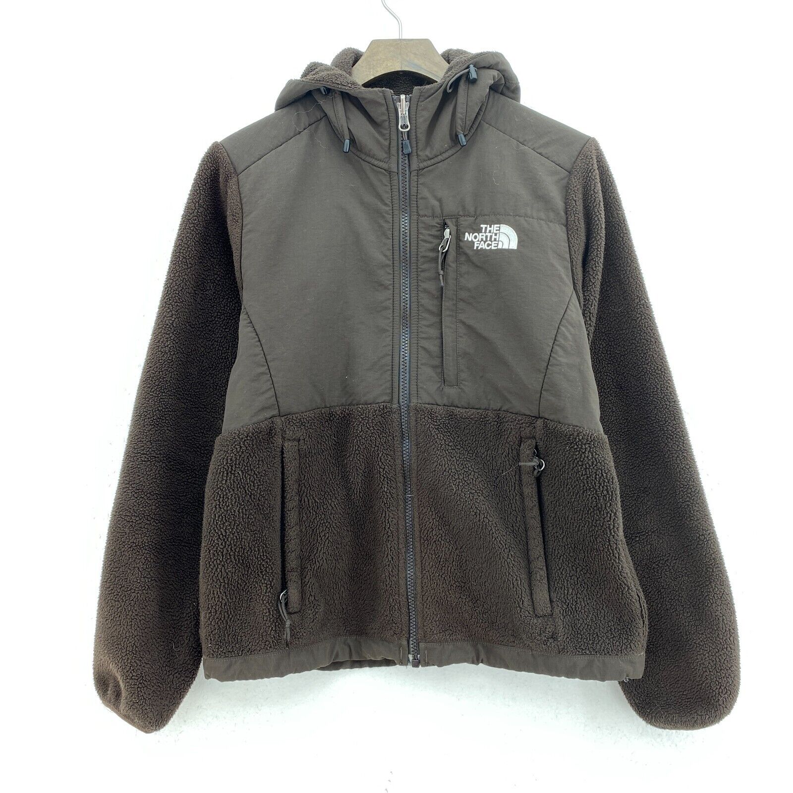 The North Face Denali Fleece Hooded Jacket Brown Size XS Women's Full Zip Up