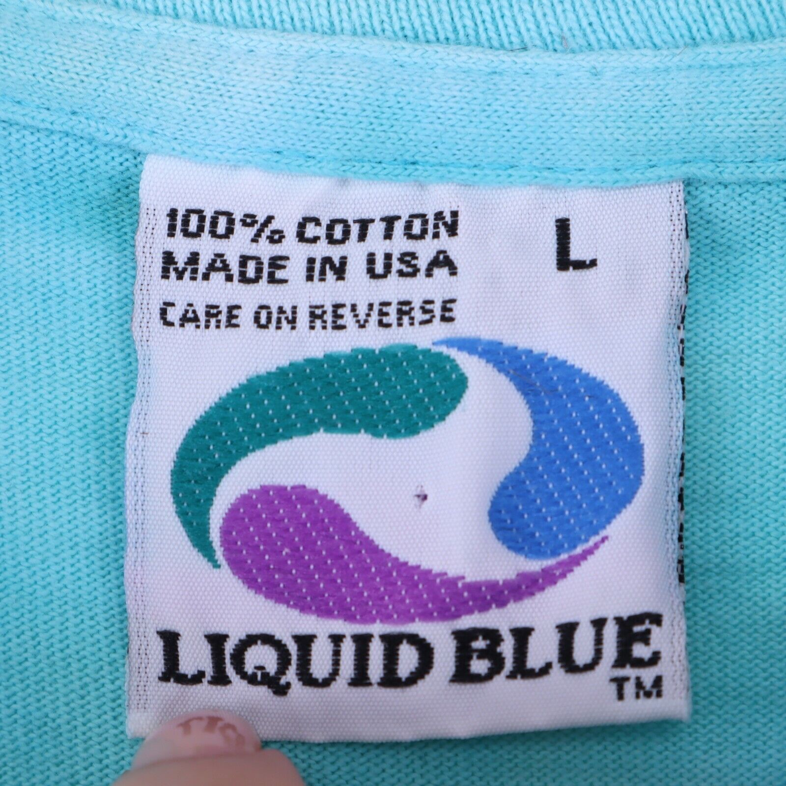 Liquid Blue Aquatic Turtle Beach Tie-Dye T-Shirt Size L 1996 Single Stitch