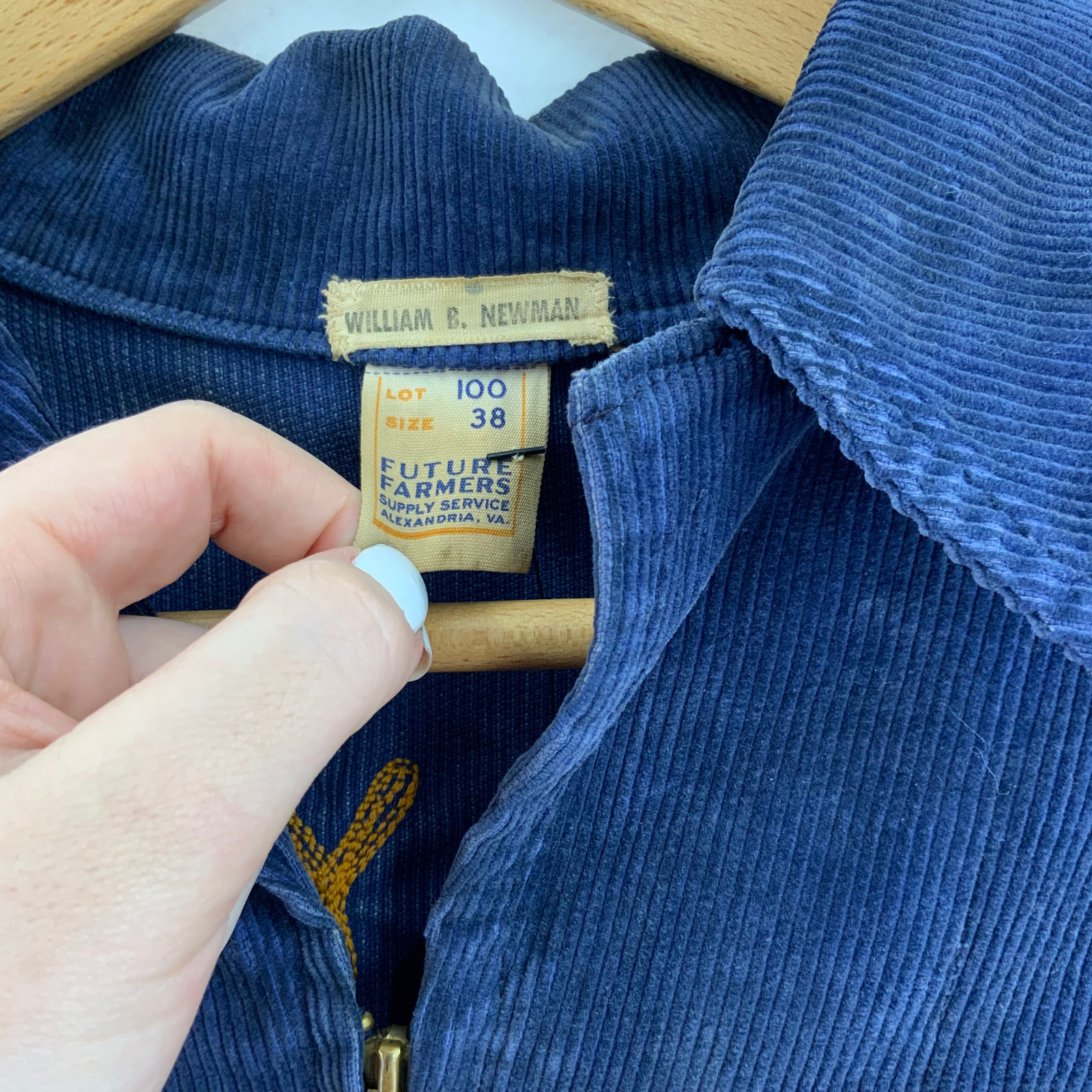 Corduroy Jacket Blue Size 38 Vocational Agriculture Future Farmers 90s