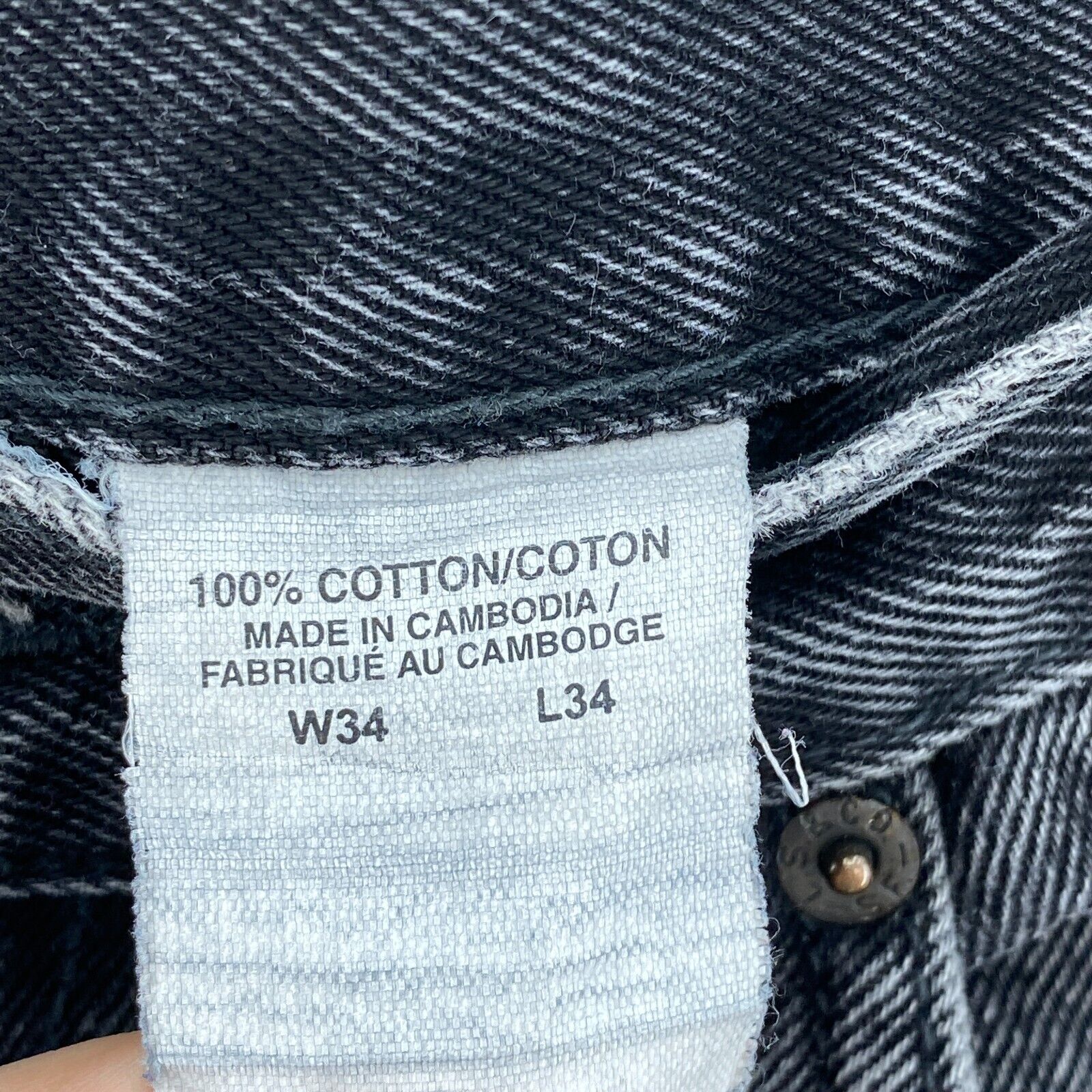 Levi's Orange Tab Medium Wash Black Denim Straight Jeans Size 32