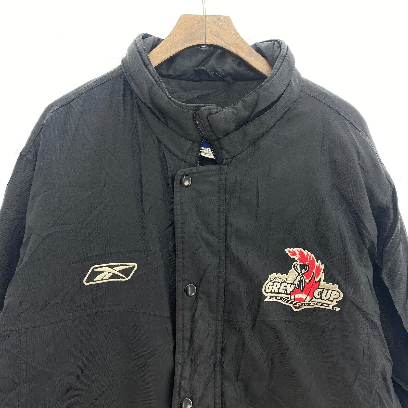 Reebok 92nd Grey Cup CFL 2004 Ottawa Black Insulated Jacket Size M Full Zip Up