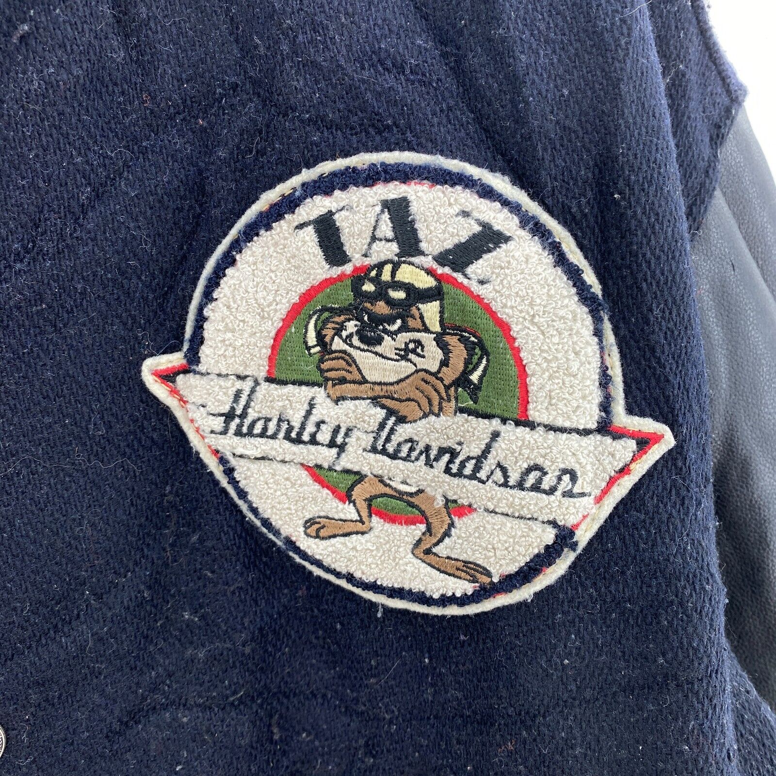 1950 Harley Davidson Motorcycles Tasmanian Devil Varsity Jacket Black Size M
