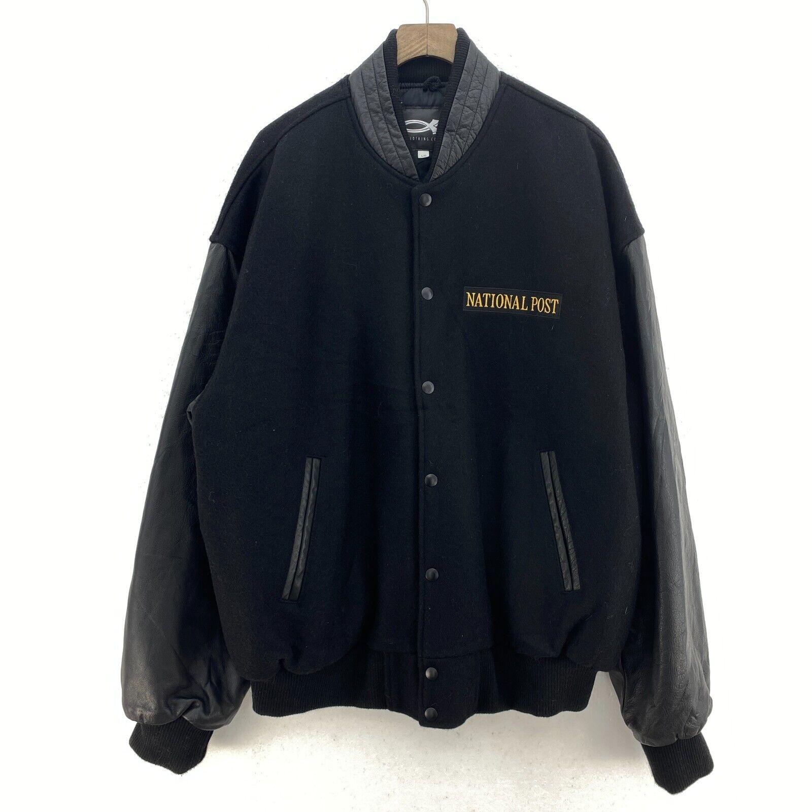 Vintage National Post Snapped Bomber Black Jacket Size L