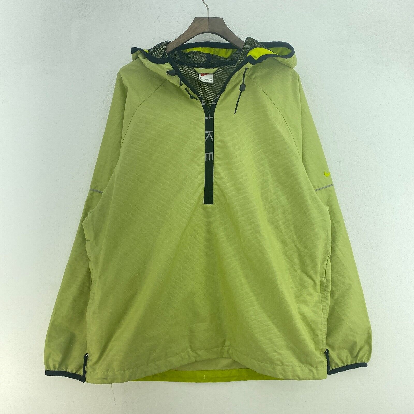 Vintage Nike Quarter Zip Green Hooded Light Jacket Size L