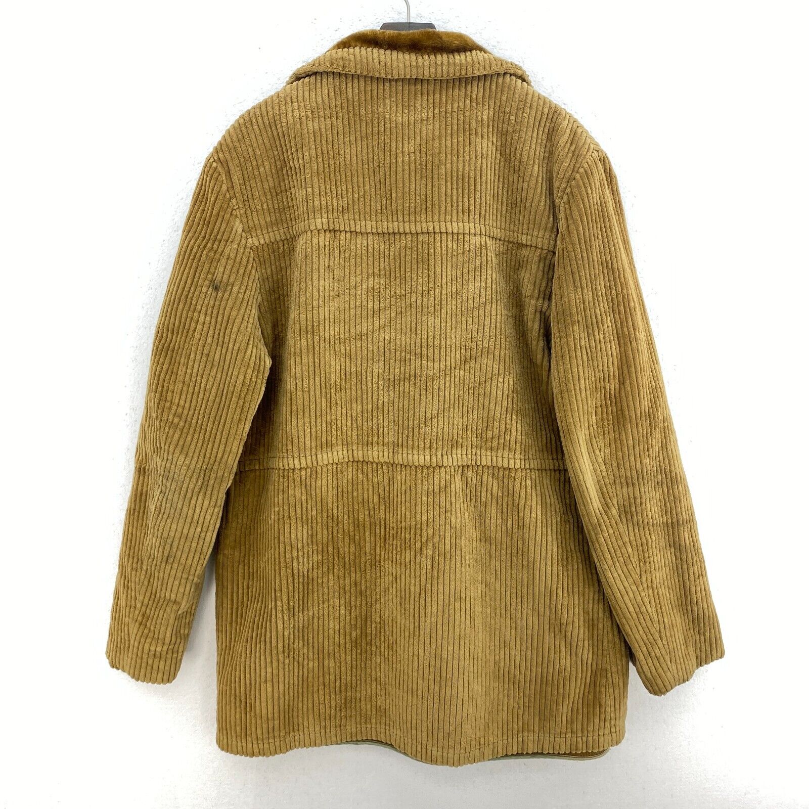 Van Heusen Brown Corduroy Fur Collar Fleece Lined Jacket Size 42