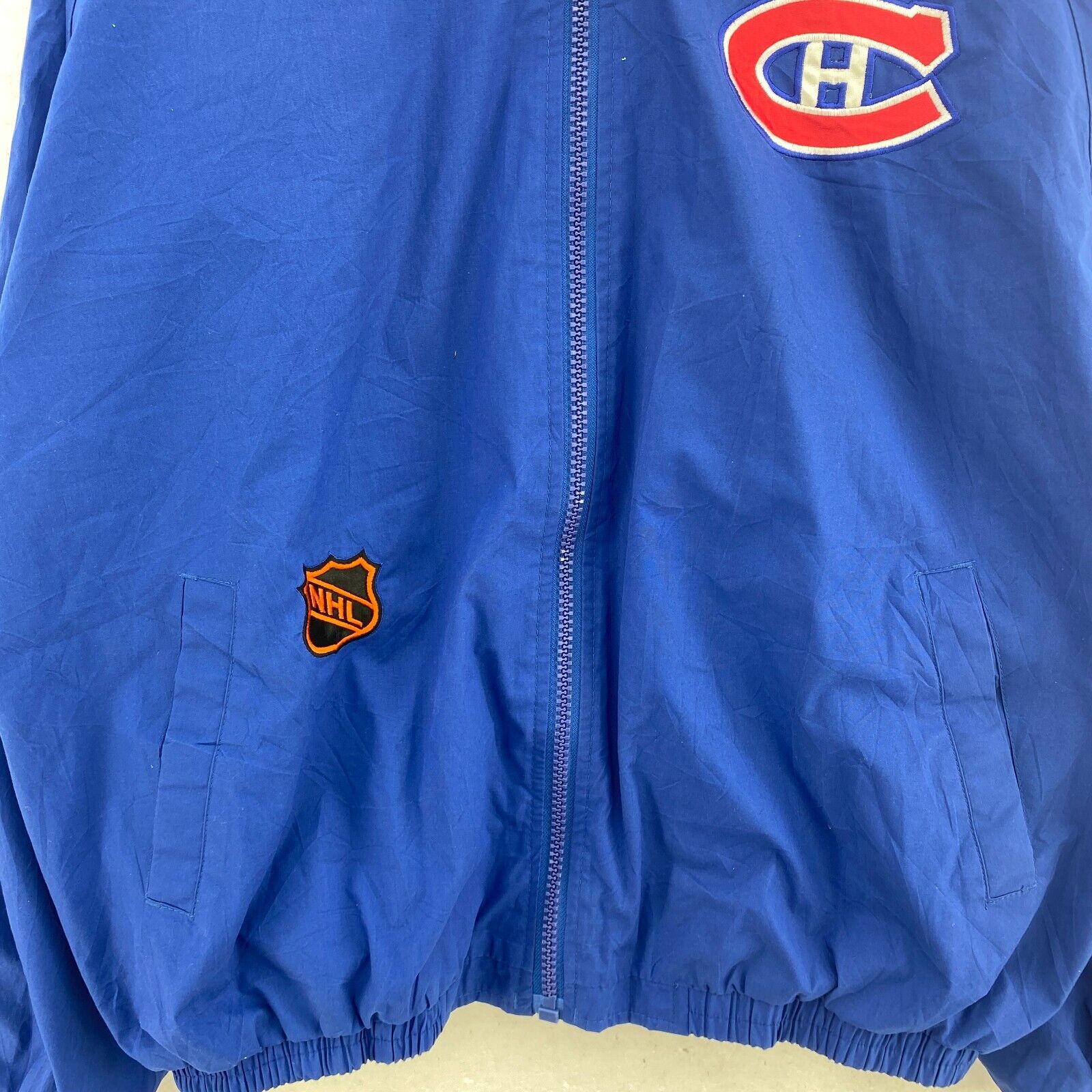 Vintage Pro Player Montreal Canadiens NHL Blue Full Zip Jacket Size L
