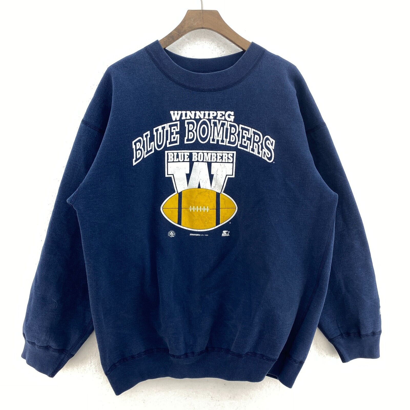 Vintage Starter Winnipeg Blue Bombers CFL 1994 Navy Blue Sweatshirt Size M