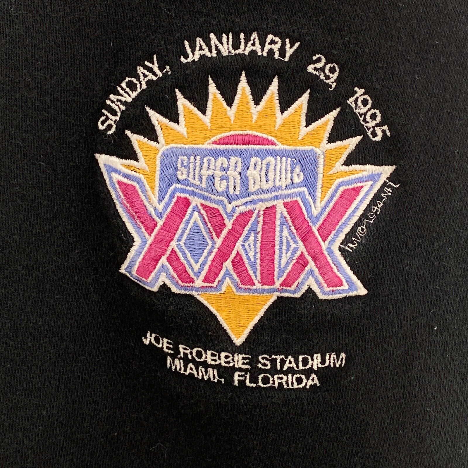 Starter Super Bowl XXIX Joe Robbie Stadium Black Crewneck Sweatshirt Size L