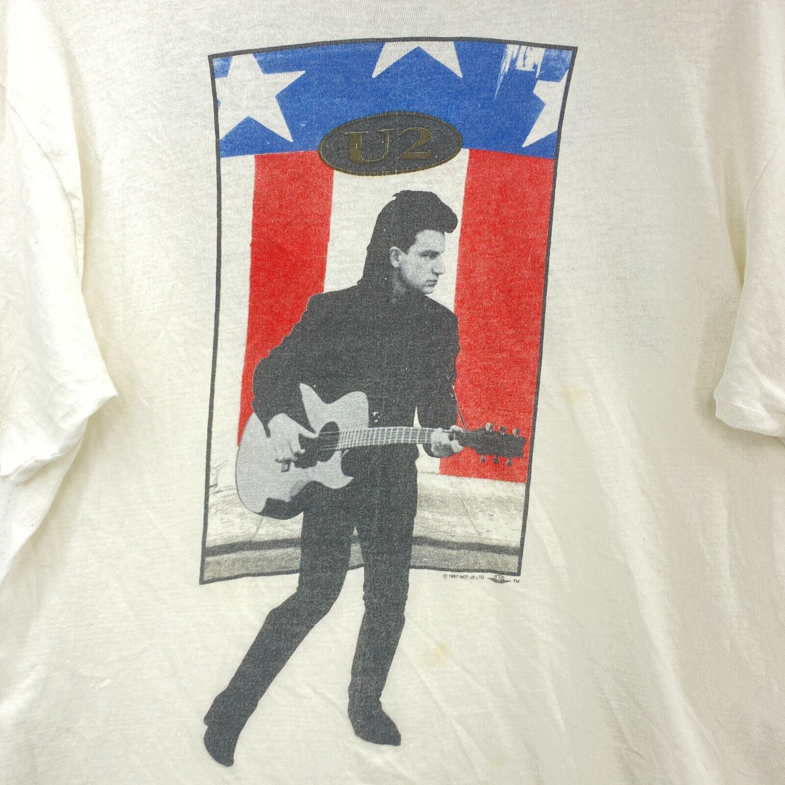 The Joshua Tree U2 Rock Band 1987 White T-shirt Size M Single Stitch