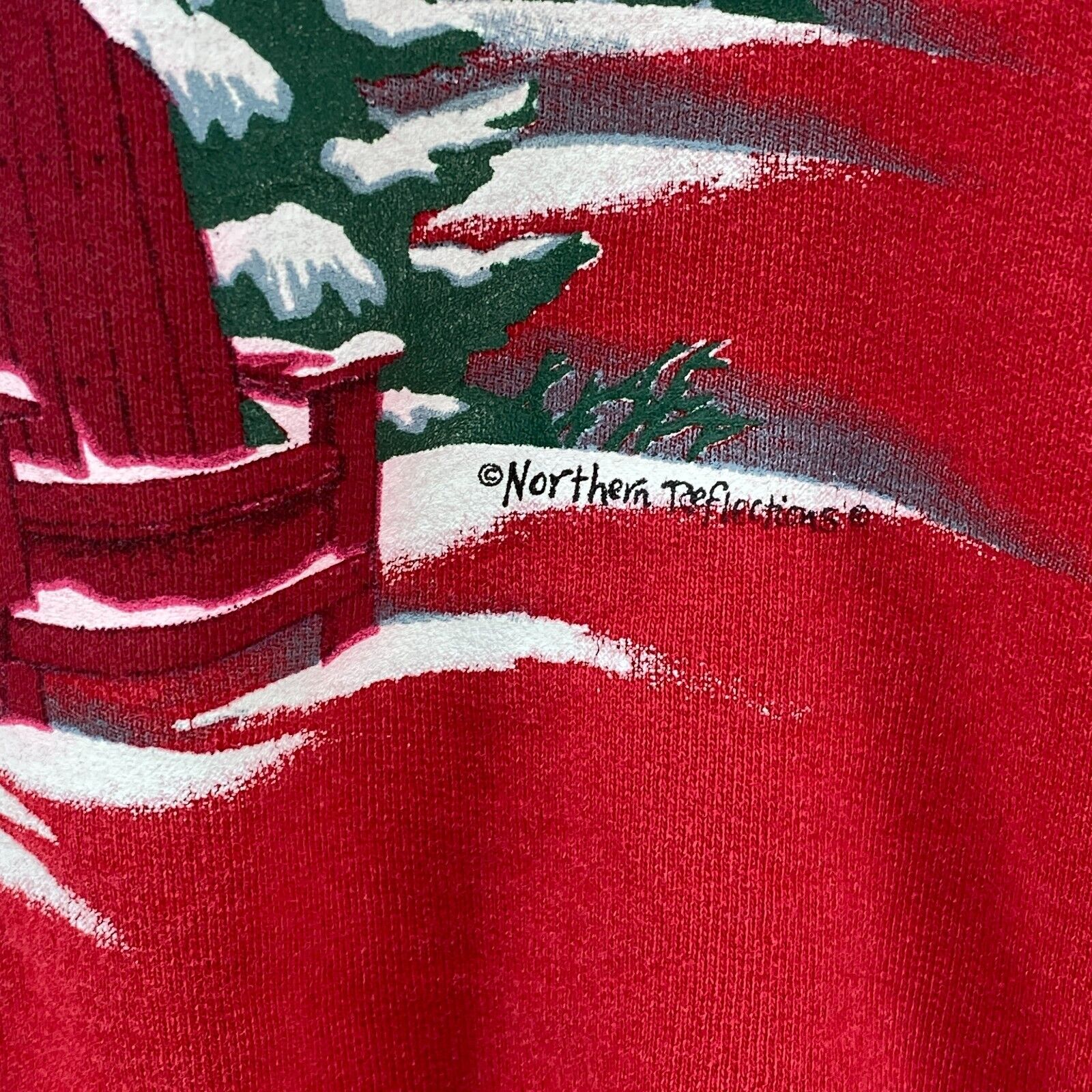Northern Reflections Christmas Snow Turtle Neck Red Pullover Sweatshirt Size L