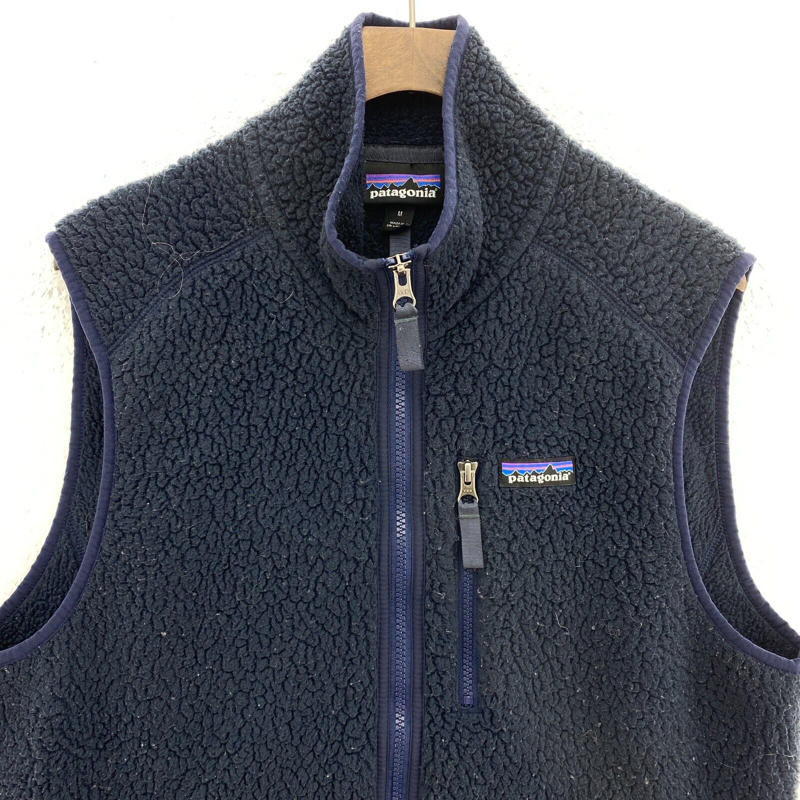 Vintage Patagonia Fleece Full Zip Navy Blue Vest Jacket Size M