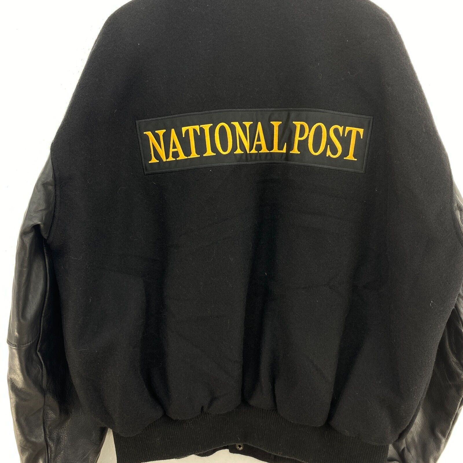 Vintage National Post Snapped Bomber Black Jacket Size L