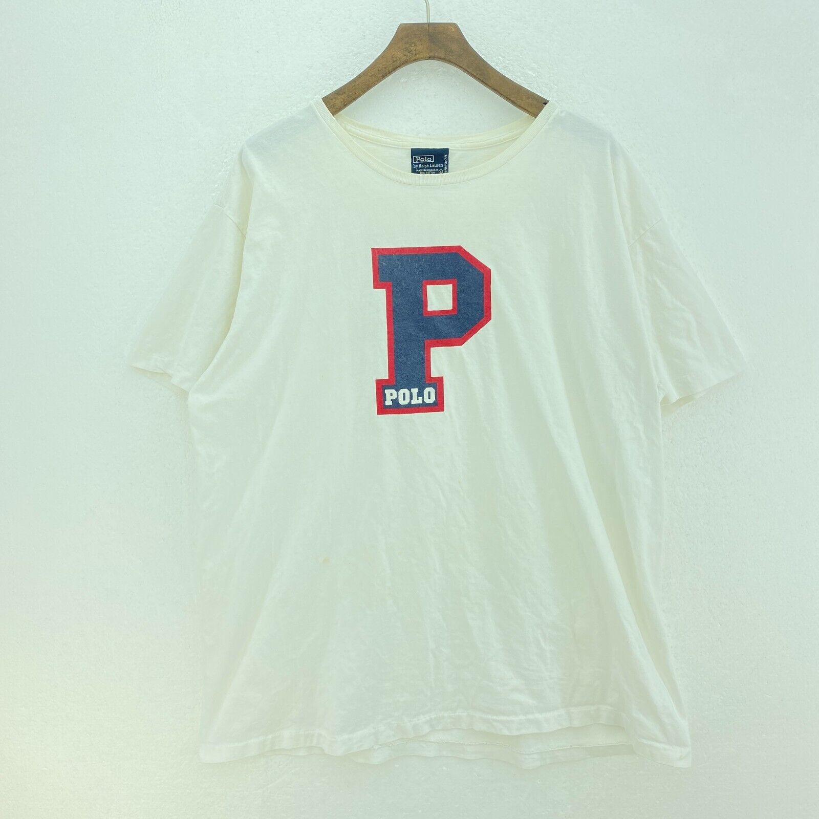 Vintage Polo Ralph Lauren T-shirt Size L White Single Stitch