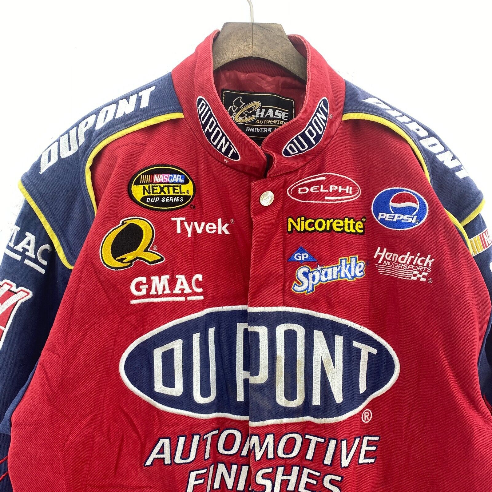 Chase Dupont Nascar Nextel Cup Series Racing Red Snapped Jacket Size M