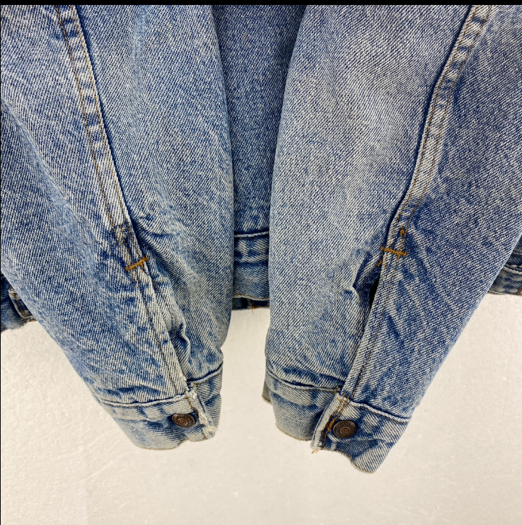Levi Strauss Sherpa Lined Medium Wash Blue Vintage Denim Jacket Size 42