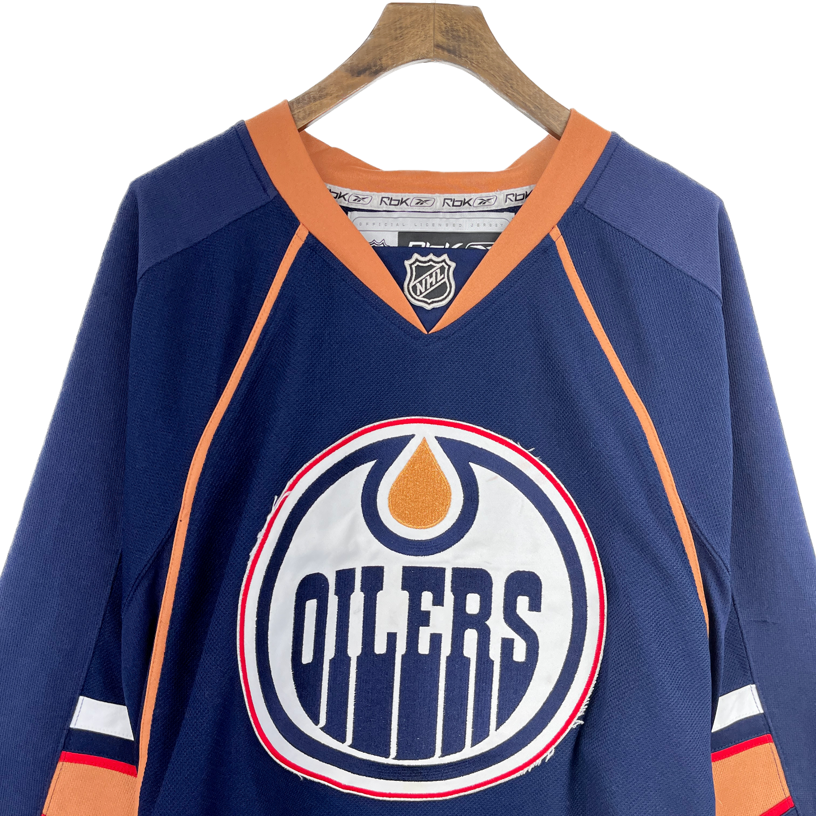 Vintage Reebok Edmonton Oilers NHL Navy Blue Jersey Size M