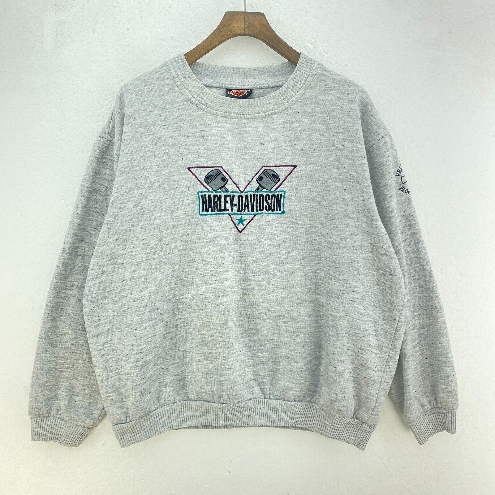 Harley Davidson Spell Out Embroidered Sweatshirt Size L Crewneck Women's