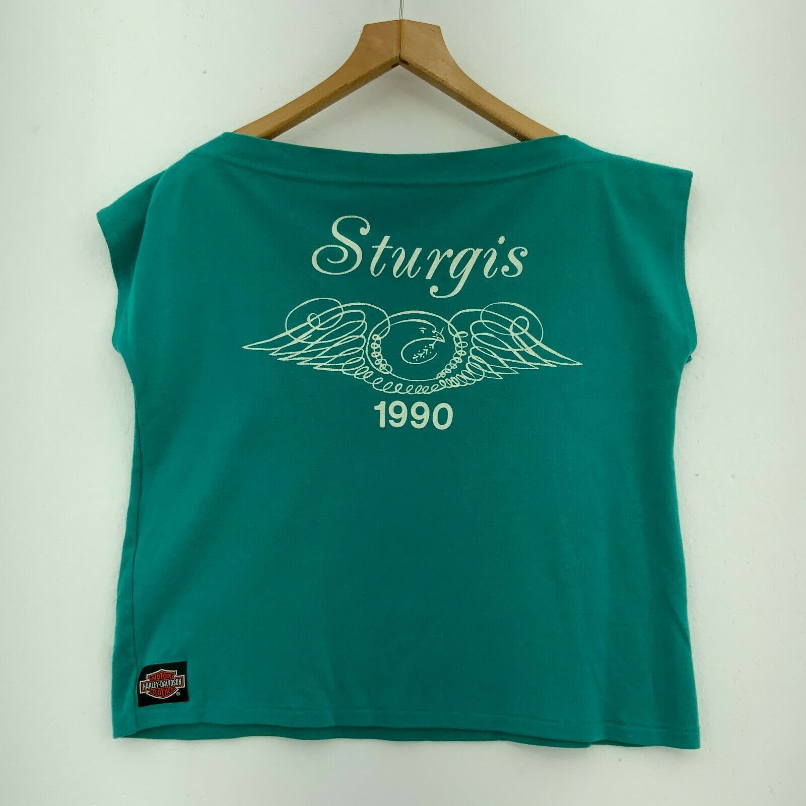 Harley Davidson Motorcycles Women's Biker T-shirt Sleeveless Green Size M 1990