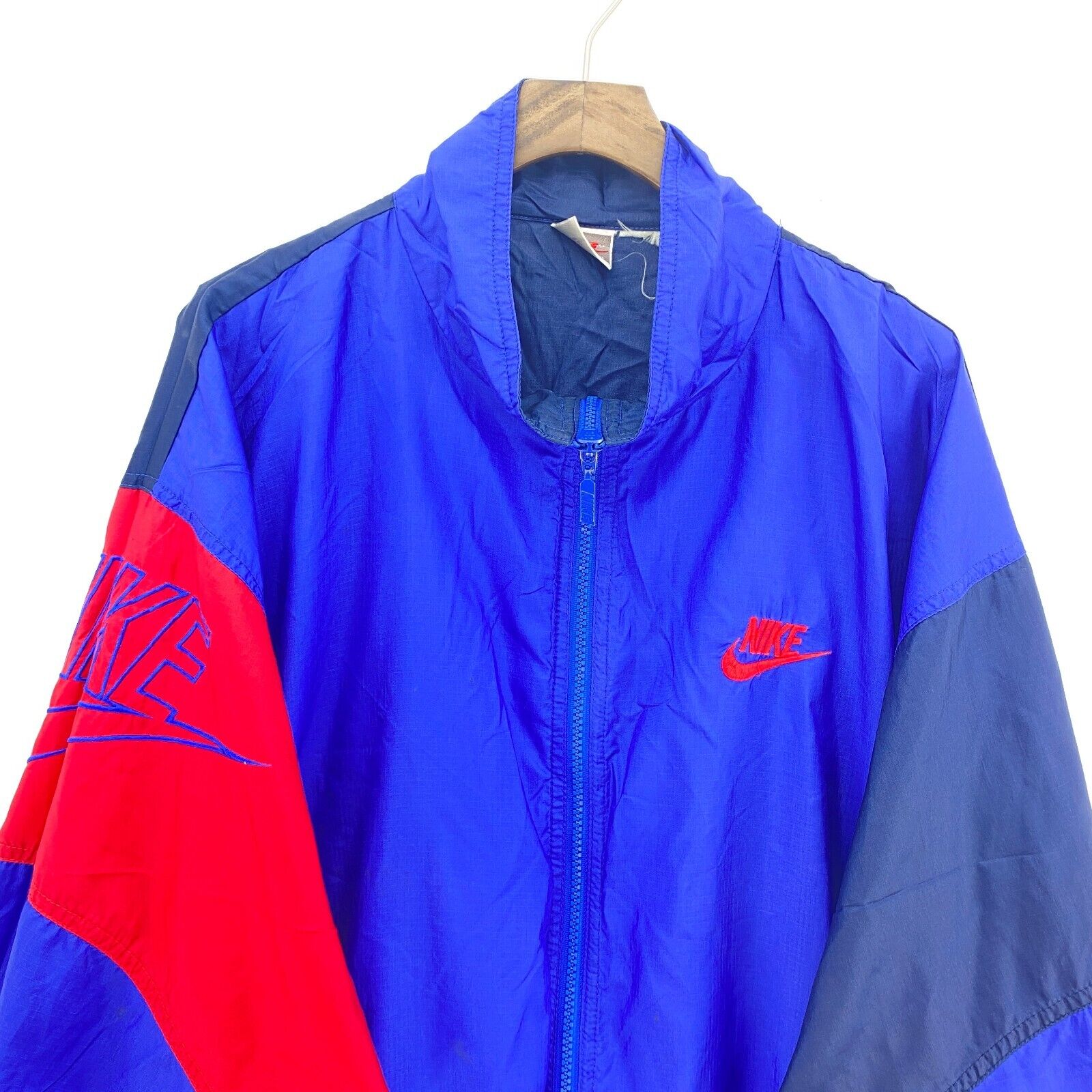 Nike Logo Full Zip Blue Windbreaker Jacket Size XL