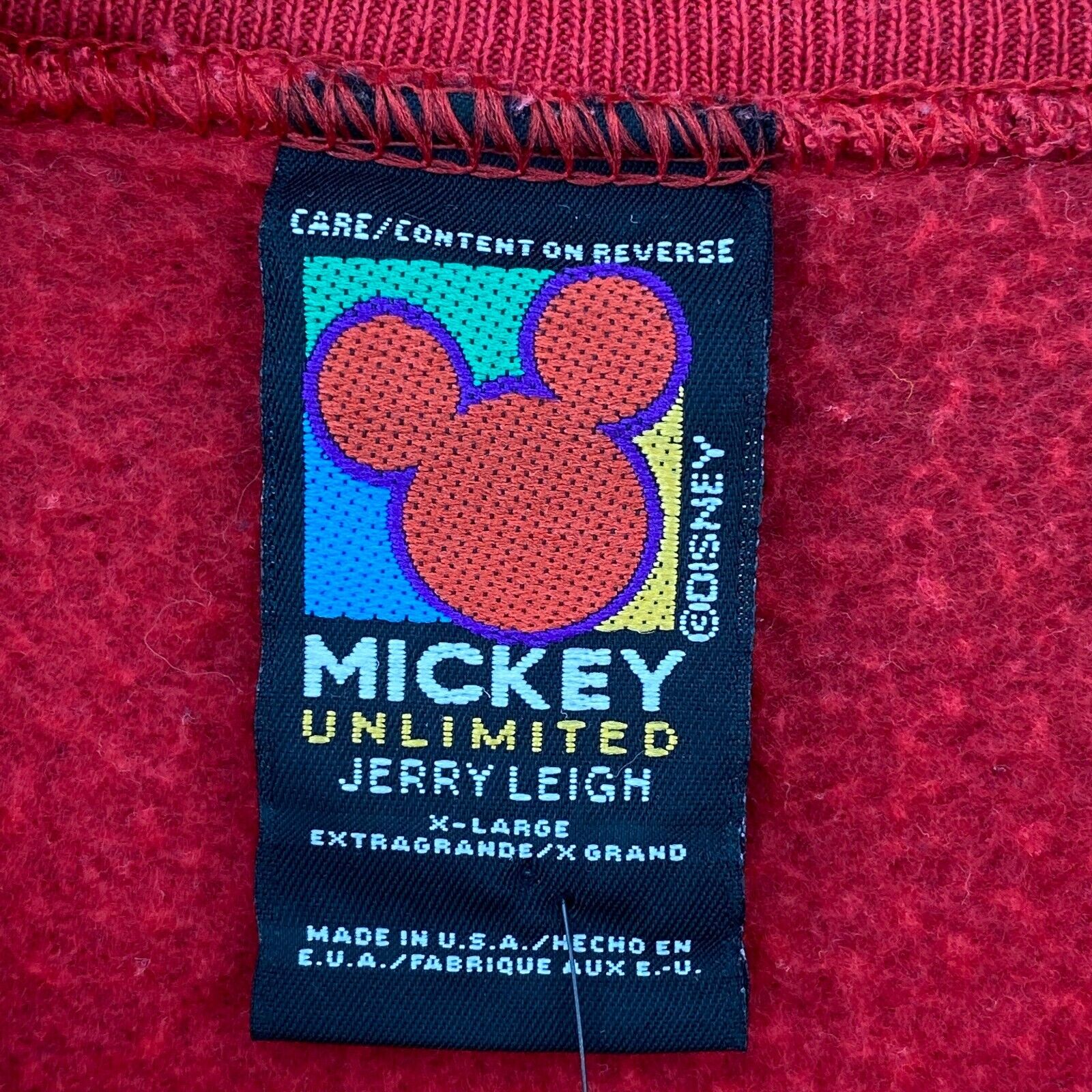 Walt Disney Mickey Mouse Genuine Article 1928 Red Crewneck Sweatshirt Size XL