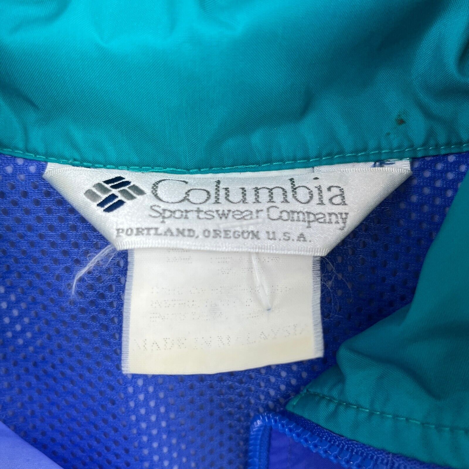 Vintage Columbia Logo Blue Green Light Jacket Size L