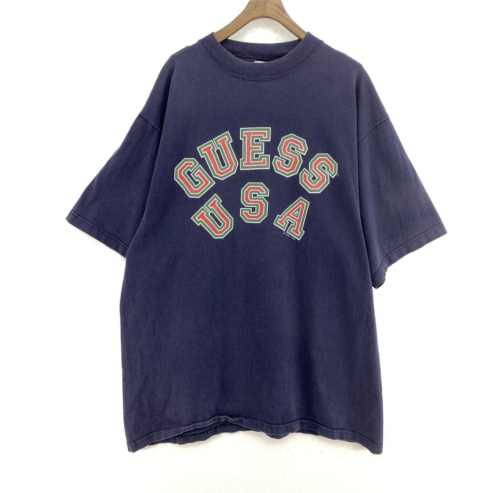 Guess USA Spell Out 1994 Blue Vintage T-shirt Size XL