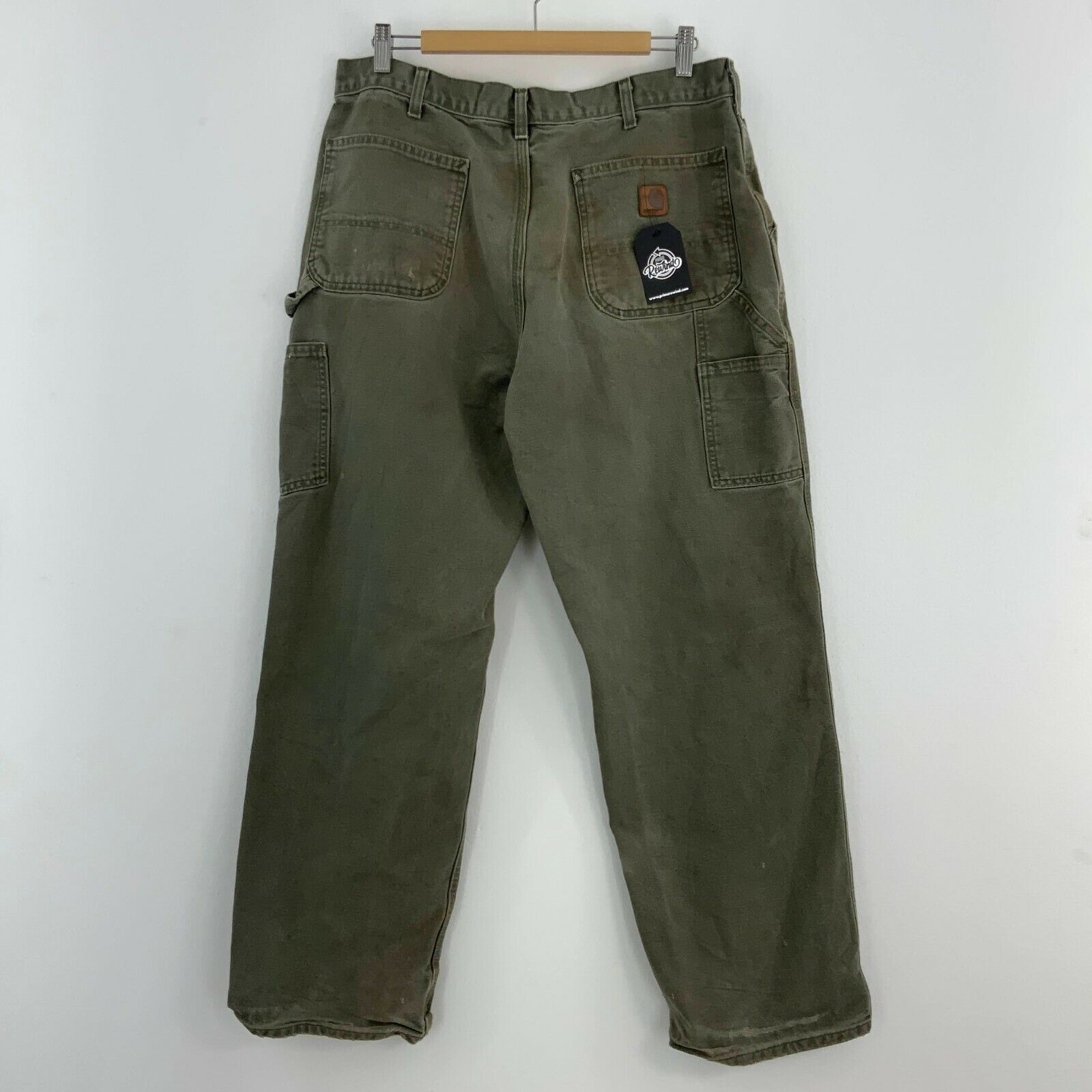 Carhartt Original Dungaree Fit Moss Green Carpenter Cargo Pant Size 34x29