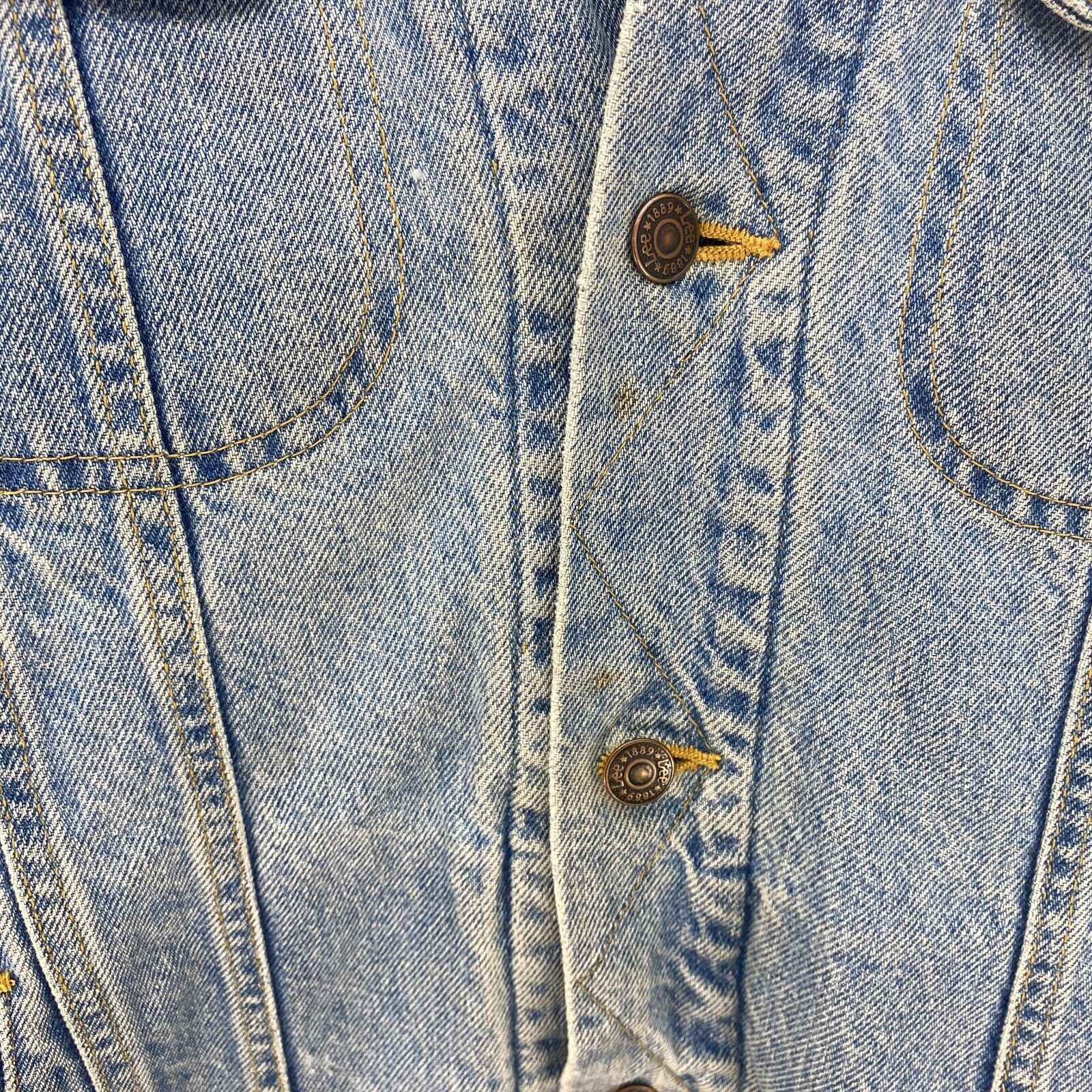 Lee Lined Denim Jacket Blue Light Wash Size L Button Up