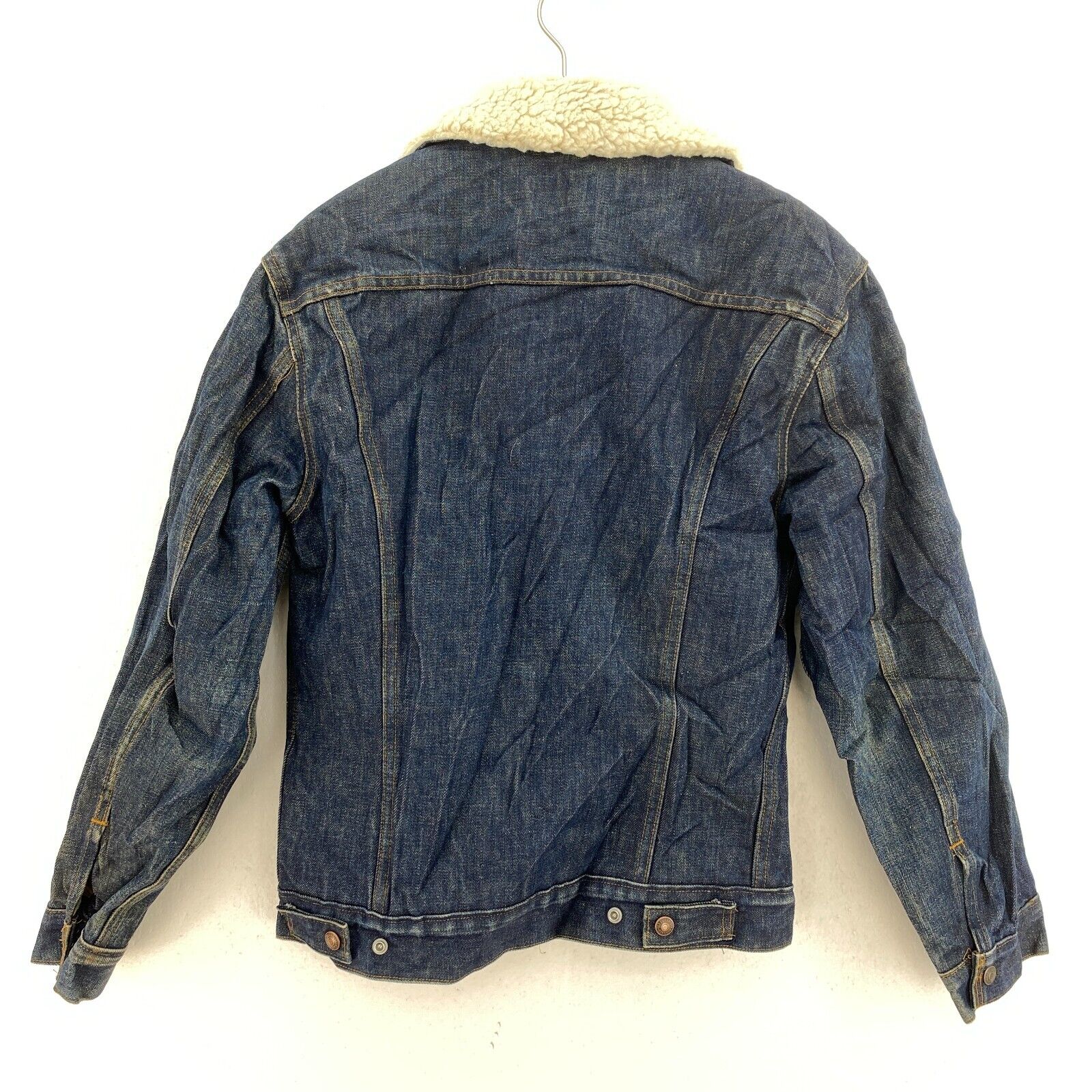 Levi Strauss Sherpa Lined Button Up Dark Wash Blue Denim Jacket Size 36